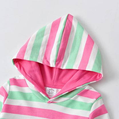 Toddler & Girls Hooded Dress Kids Striped Dresses Long Sleeve