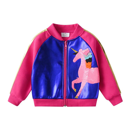 Autumn Jacket Toddler & Girls Unicorn Cartoon Sequined Appliqued Jacket