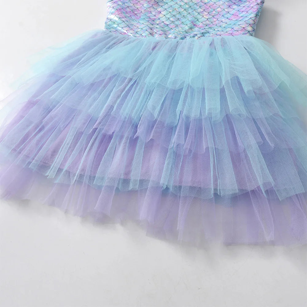 Girls Flare Sleeve Party Dress Mermaid