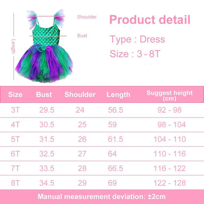 Girls Green Mermaid Print Sleeveless Summer Dresses