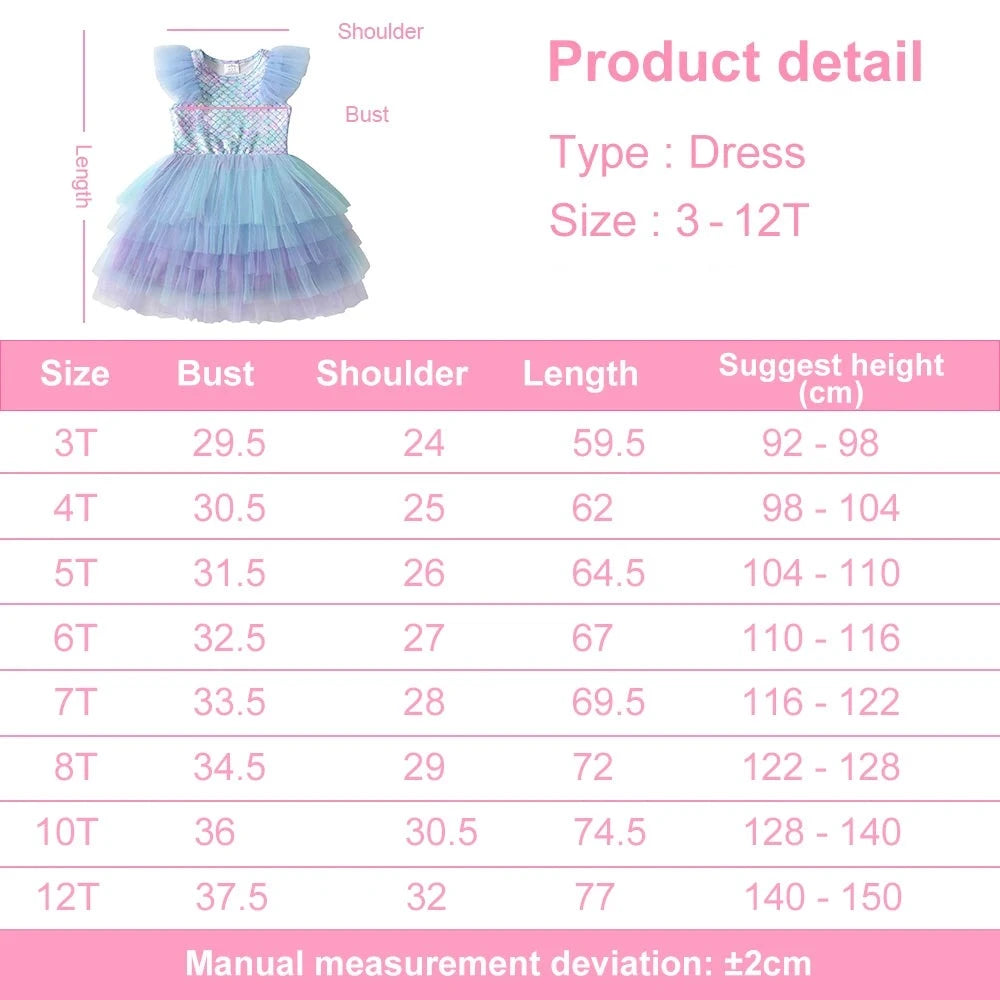 Girls Flare Sleeve Party Dress Mermaid